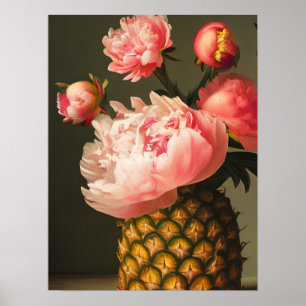Affiche Peonies et ananas