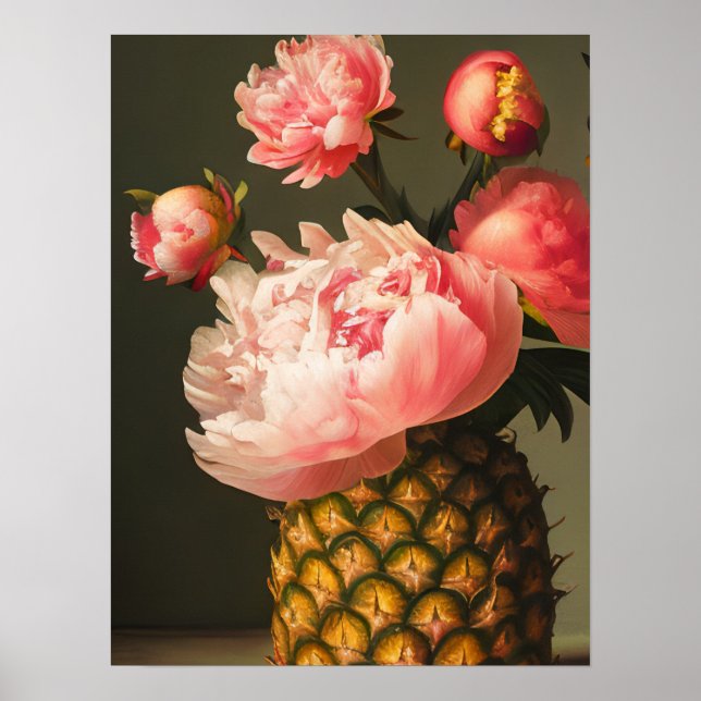 Affiche Peonies et ananas (Devant)