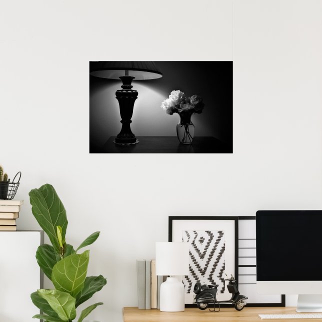 Affiche Peonies - noir, (Bureau à domicile)