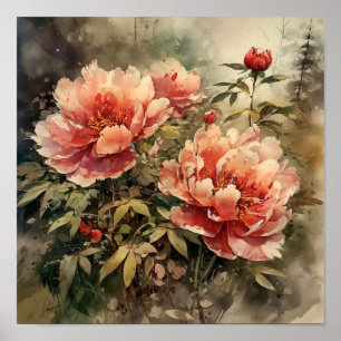 Affiche Peony Flowers Art Print