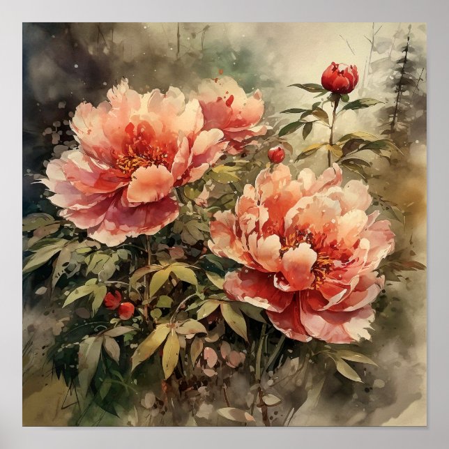 Affiche Peony Flowers Art Print (Devant)
