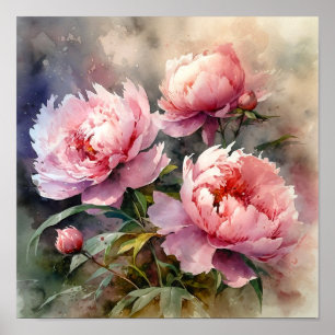 Affiche Peony Flowers Art Print