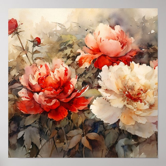 Affiche Peony Flowers Art Print (Devant)