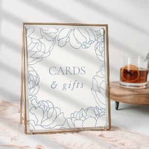 Affiche Peony Garden Dusty Blue Floral Cartes & Cadeaux