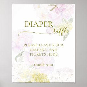 Affiche Peony Hydrangea Pastel Baby shower Déchets Raffle