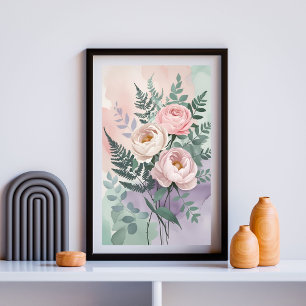 Affiche Peony romantique & Fermer Watercolor Wall Art