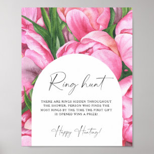 Affiche Peony roses - Ring chasse nuptiale jeu de douche