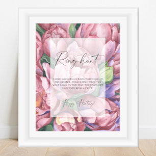 Affiche Peony roses - Ring chasse nuptiale jeu de douche