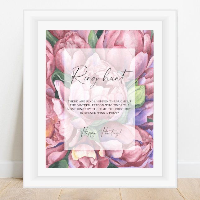 Affiche Peony roses - Ring chasse nuptiale jeu de douche (Créateur téléchargé)