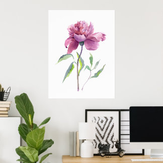 Affiche Peony Watercolor Botanical Wall Art