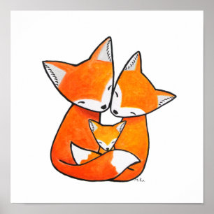 Affiche Pépinière de la famille Fox Papa Maman Bébé renard