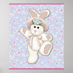 Affiche Pépinière de lapin de campagne blanc