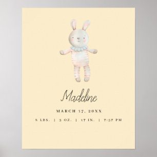 Affiche Pépinière de lapin rose clair personnalisable