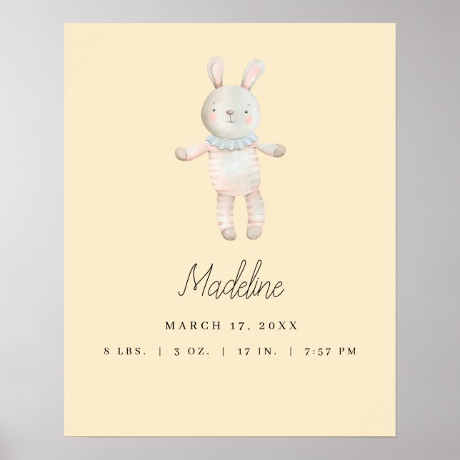 Affiche Pépinière de lapin rose clair personnalisable (Devant)