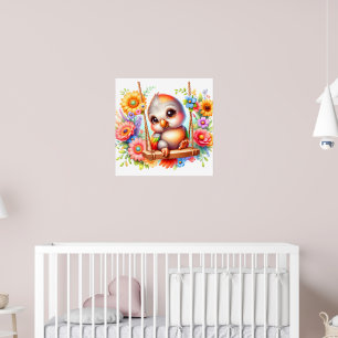Affiche Pépinière de rhinocéros d'oiseaux mignons