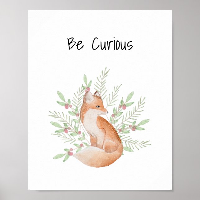 Affiche Pépinière Mur Art Baby Animal Fox Soyez Curieux (Devant)