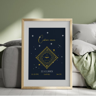Affiche Pépinière murale nouveau bébé Nom personnalisé Lib