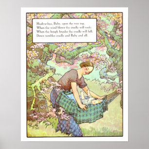 Affiche Pépinière vintage Imprimer - Hush-a-bye, bébé