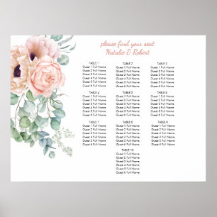 Affiche Pépites roses et ivoires Grille de sièges Peonies