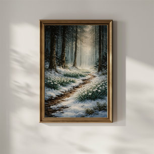Affiche Perce-neige en forêt hivernale