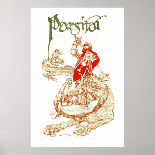Affiche PERCEVAL COMBAT LE DRAGON,QUÊTE SAINT GRAAL Fantas