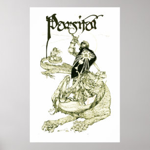 Affiche PERCEVAL COMBAT LE DRAGON,QUÊTE SAINT GRAAL Fantas