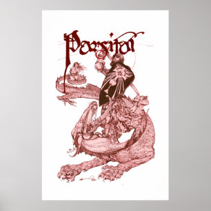AFFICHE PERCEVAL COMBATTANT LE DRAGON, QUÊTE DU SAINT GRAA