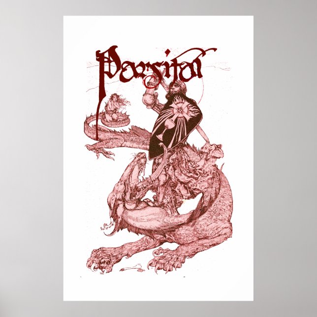 AFFICHE PERCEVAL COMBATTANT LE DRAGON, QUÊTE DU SAINT GRAA (Devant)