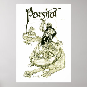 Affiche PERCEVAL COMBATTRE DRAGON, QUEST SAINT-GRAIL Imagi