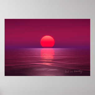 Affiche perdu dans la beauté. romance au coucher du soleil