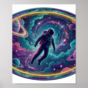 Affiche Perdu dans la nébuleuse — Art spatial astronaute