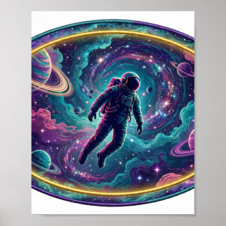 Affiche Perdu dans la nébuleuse — Art spatial astronaute