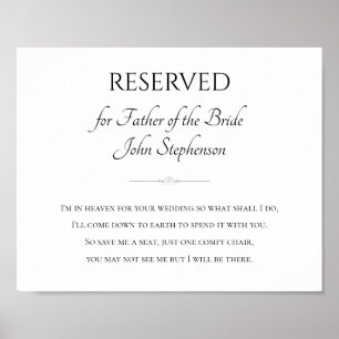 Affiche Père de la mariée Je suis dans le paradis pour vot