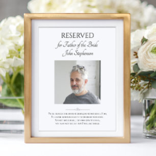 Affiche Père de la mariée Photo Sauvegarder un siège Mémor