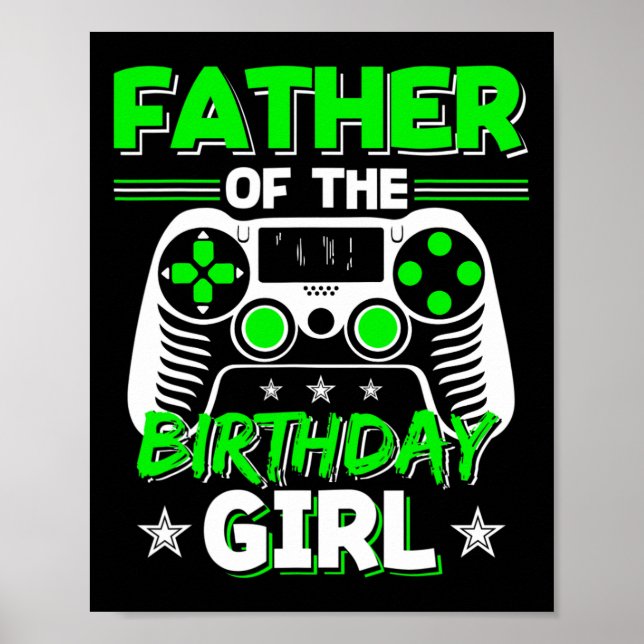 Affiche Père De L'Anniversaire Fille Vidéo Jeu Anniversair (Devant)