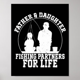 Affiche Père et fille pêchant ensemble partenaires pour la