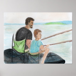 Affiche Père et Fils Pêchant