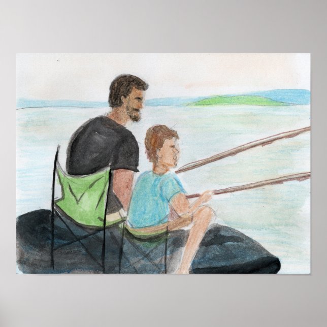 Affiche Père et Fils Pêchant (Devant)