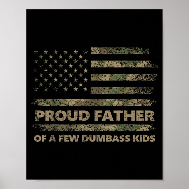 Affiche Père fier de quelques enfants drôle camo fête des  (Devant)