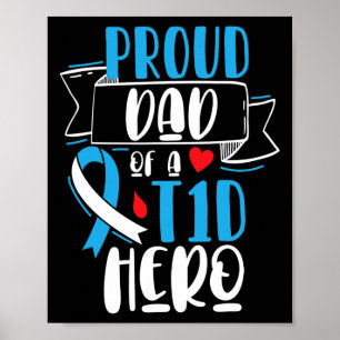 Affiche Père Fier D'Un Héros T1D Type 1 Diabète Papa Lauré