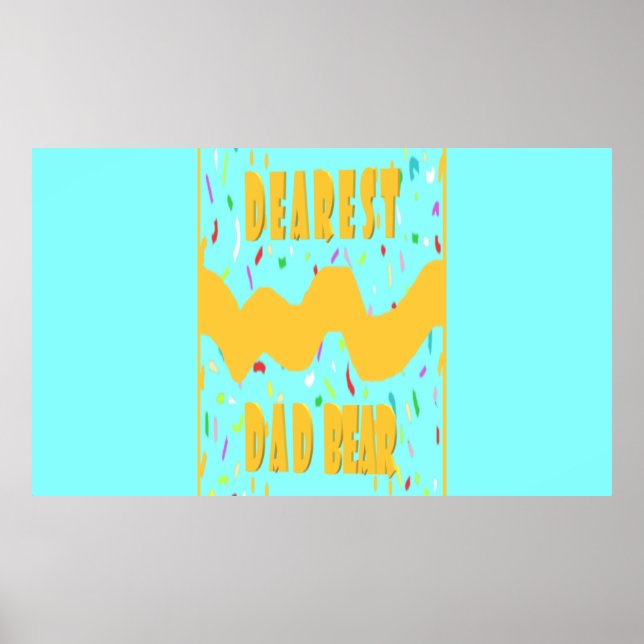 Affiche Père le plus cher Ours fun design med bleu moutard (Devant)