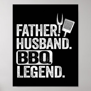 Affiche Père Mari Bbq Légende Grillfather Smoking Viande