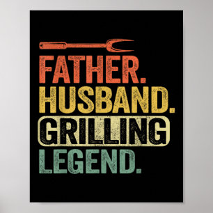 Affiche Père Mari Grilling Légende Barbecue Funny Pig