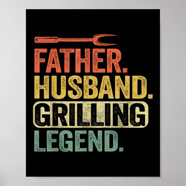 Affiche Père Mari Grilling Légende Barbecue Funny Pig (Devant)