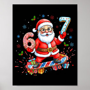 Affiche Père Noël 67 Mème Donut Skateboard Joyeux Noël Gar