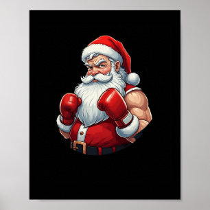 Affiche Père Noël A Boxer Funny Christmas Boxing Ho Ho Ho-