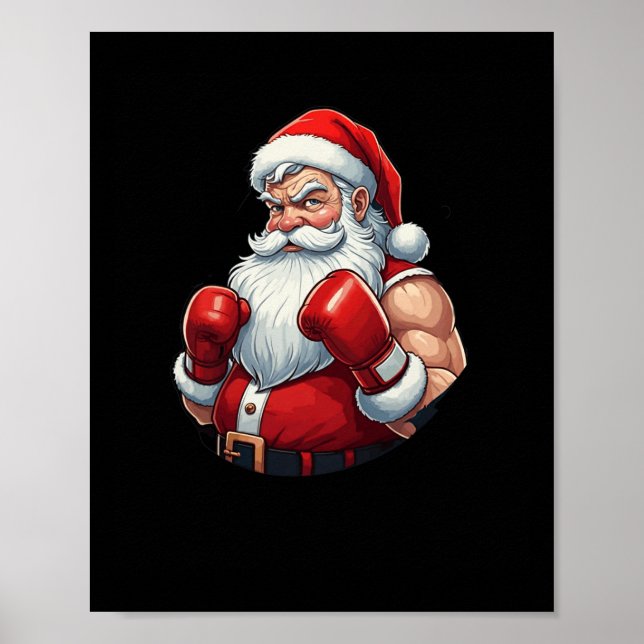 Affiche Père Noël A Boxer Funny Christmas Boxing Ho Ho Ho- (Devant)