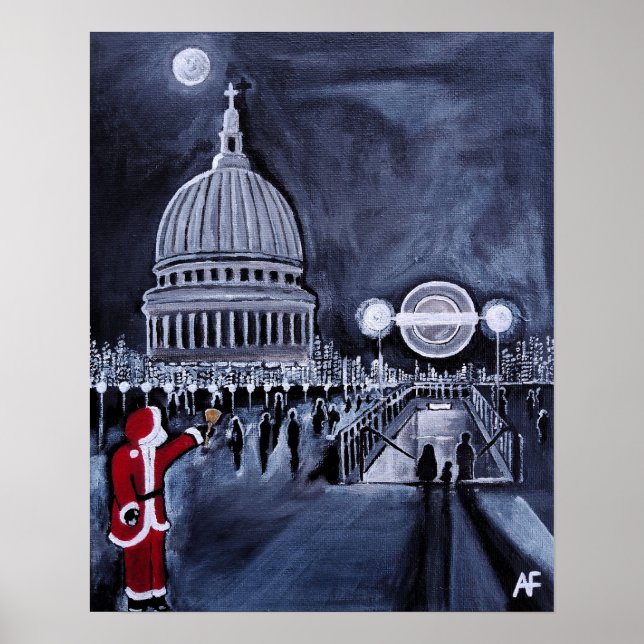 Affiche Père Noël à Londres Peinture d'Alfred Fox (Devant)