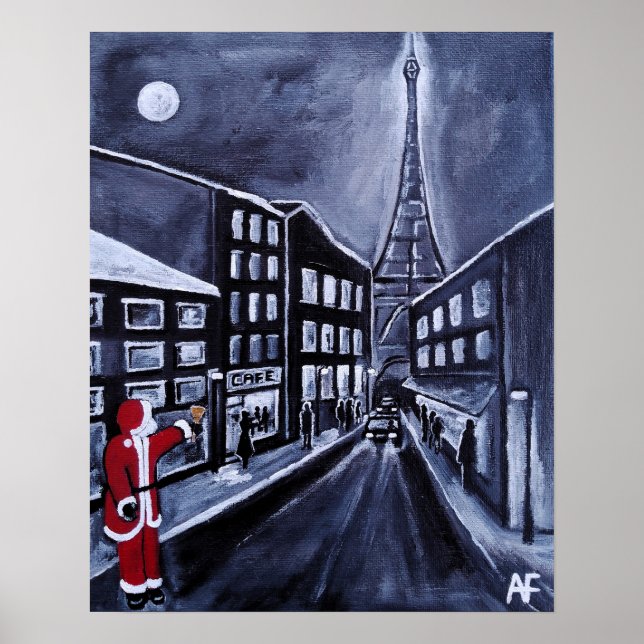 Affiche Père Noël à Paris Peinture d'Alfred Fox (Devant)