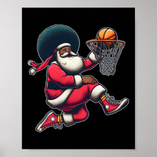 Affiche Père Noël afro-américain de Noël rétro Sketch